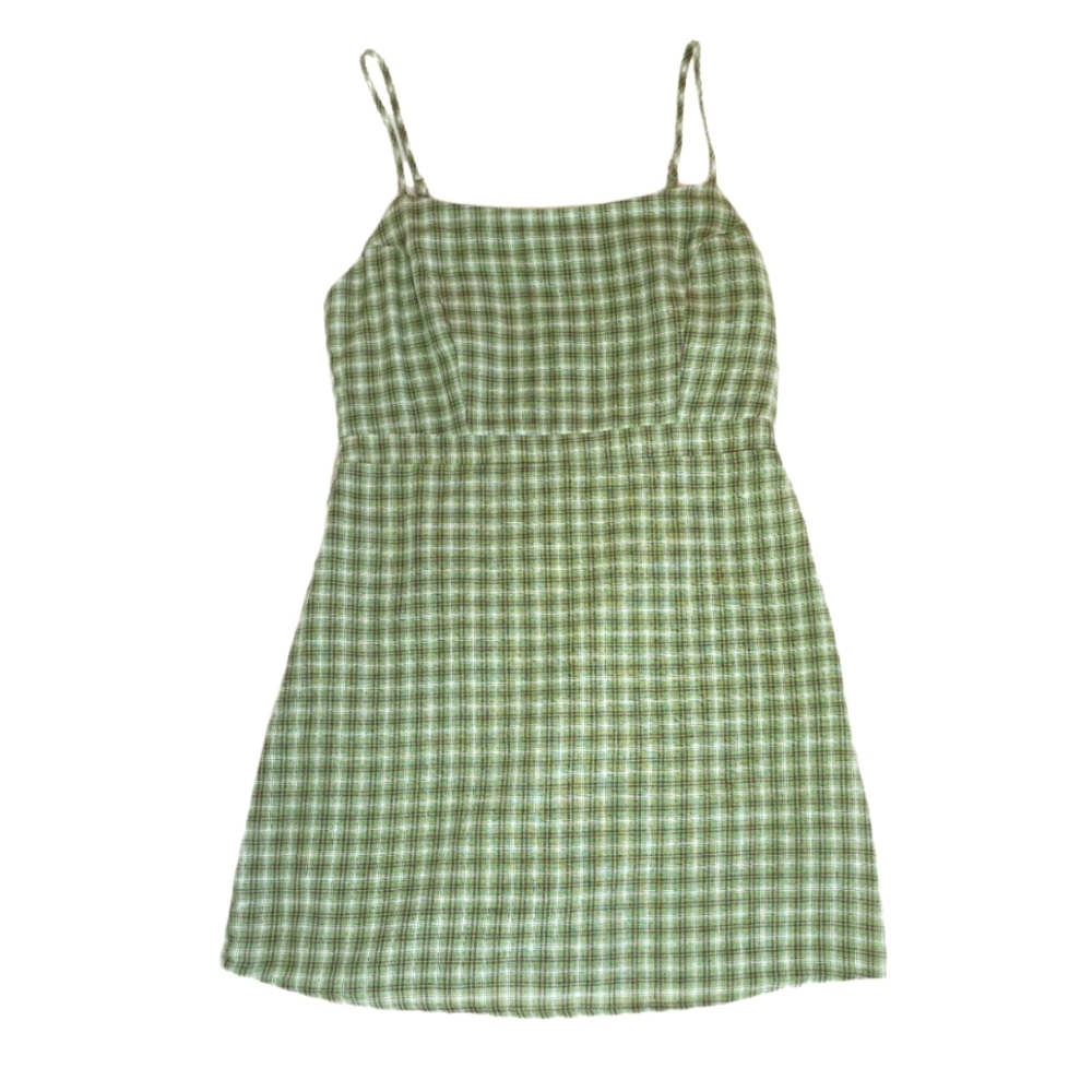 Urban Outfitters Green Plaid Mini Dress